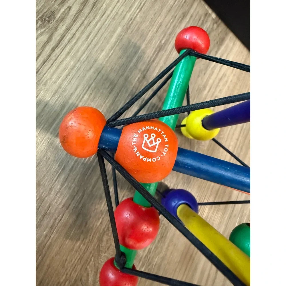Manhattan Toy Company Skwish Classic Wooden Multi-Sensory Rattle Teether Toy